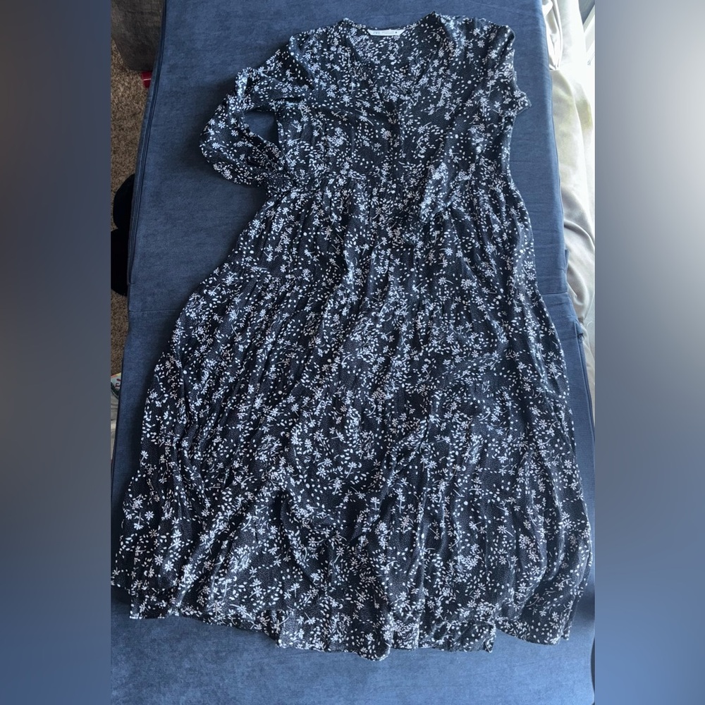 Zara Black and White Floral Dress
